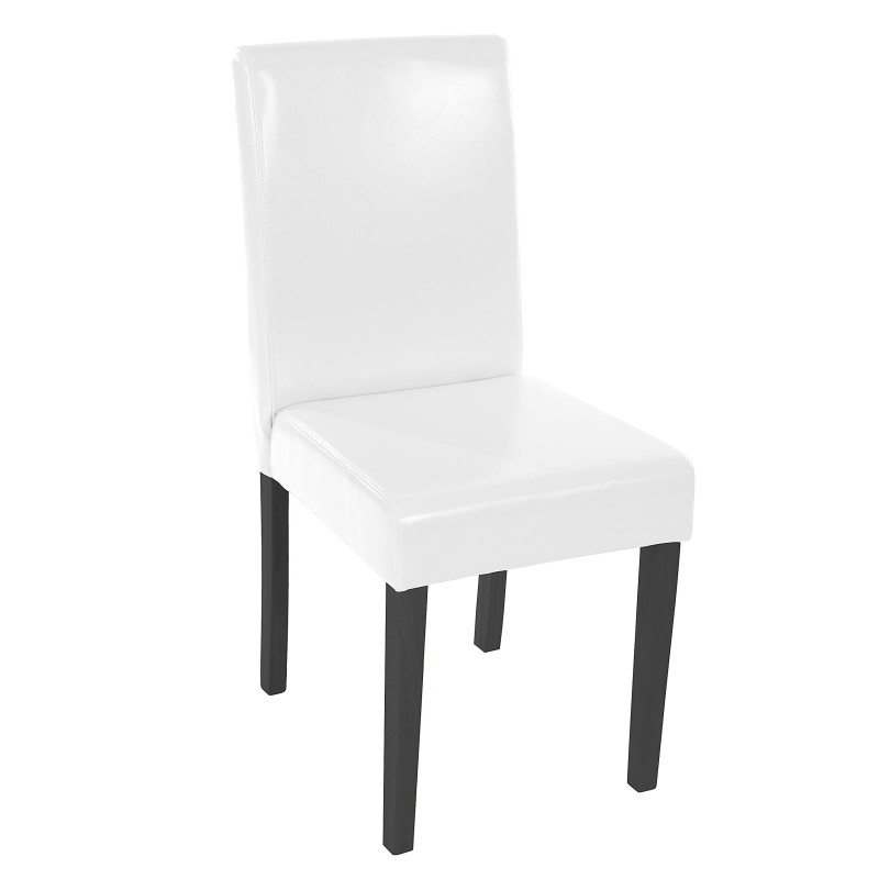 Lot de 4 chaises de séjour Littau - simili-cuir, blanc, pieds foncés