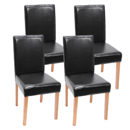 Lot de 4 chaises de séjour Littau - simili-cuir, noir, pieds clairs