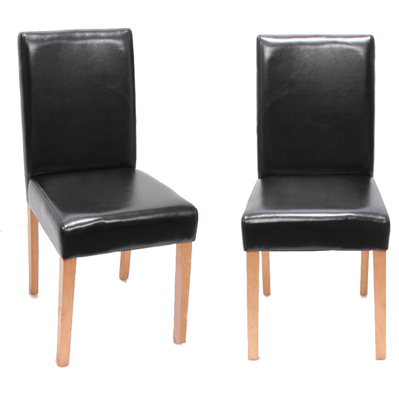 Lot de 4 chaises de séjour Littau - simili-cuir, noir, pieds clairs