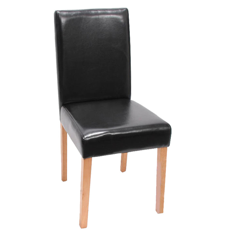 Lot de 4 chaises de séjour Littau - simili-cuir, noir, pieds clairs