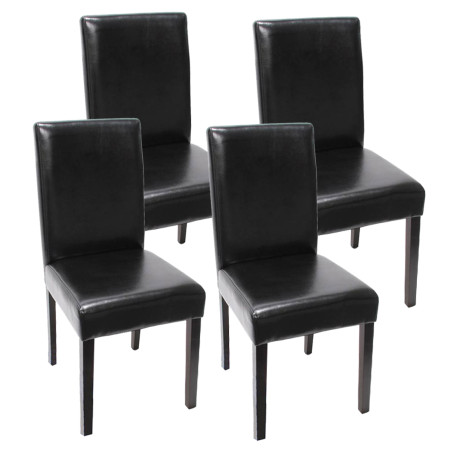 Lot de 4 chaises de séjour Littau - simili-cuir, noir, pieds foncés