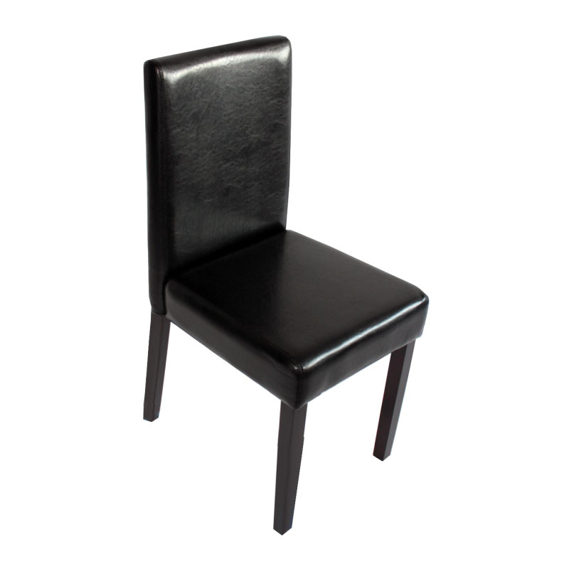 Lot de 4 chaises de séjour Littau - simili-cuir, noir, pieds foncés