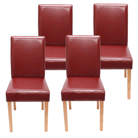 Lot de 4 chaises de séjour Littau - simili-cuir, rouge, pieds clairs