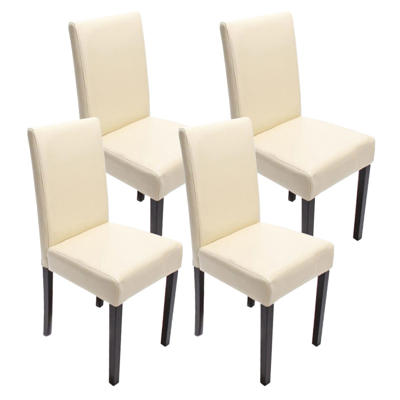 Lot de 4 chaises de séjour Littau - simili-cuir, crème, pieds foncés
