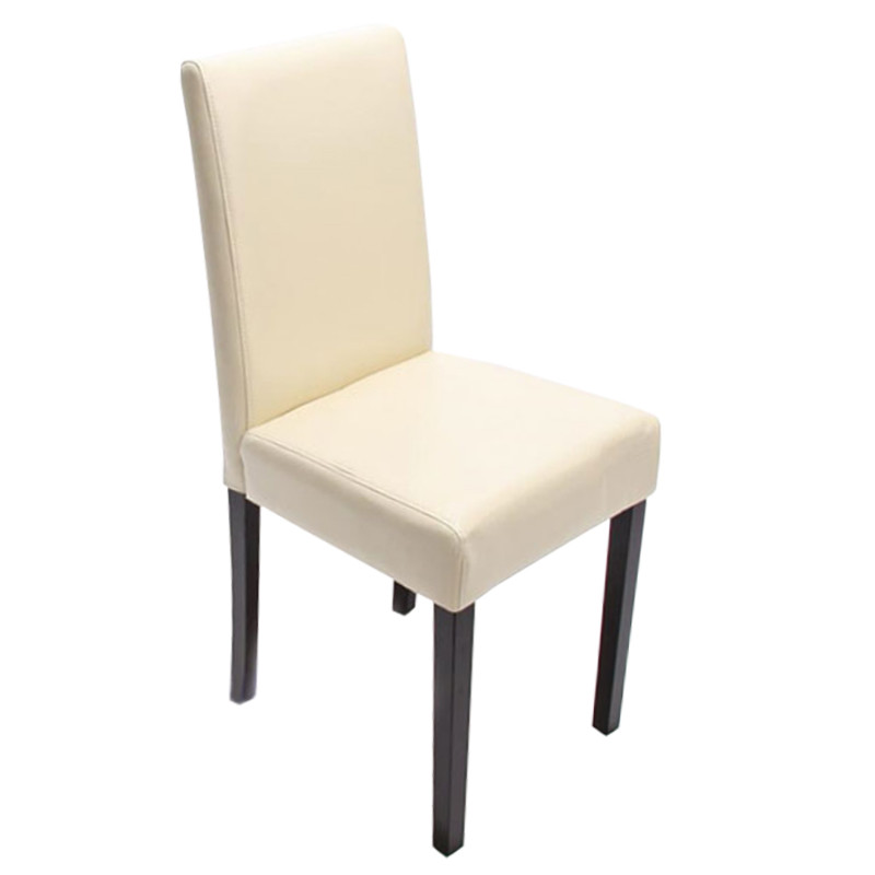 Lot de 4 chaises de séjour Littau - simili-cuir, crème, pieds foncés