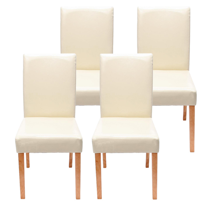 Lot de 4 chaises de séjour Littau - simili-cuir, crème, pieds clairs
