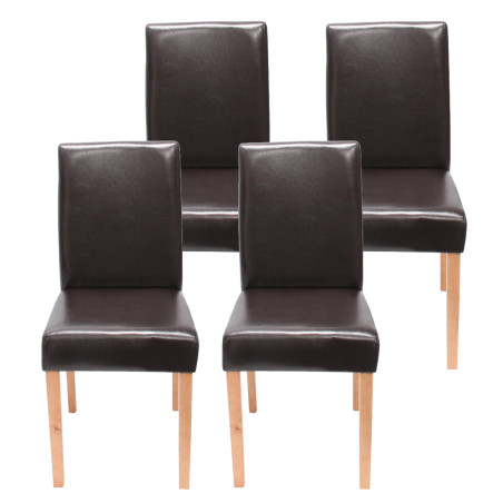 Lot de 4 chaises de séjour Littau - simili-cuir, marron, pieds clairs