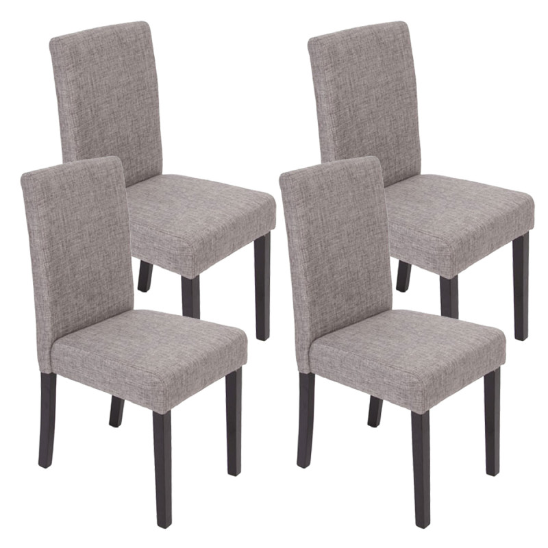 Lot de 4 chaises de séjour Littau - tissu gris, pieds foncés