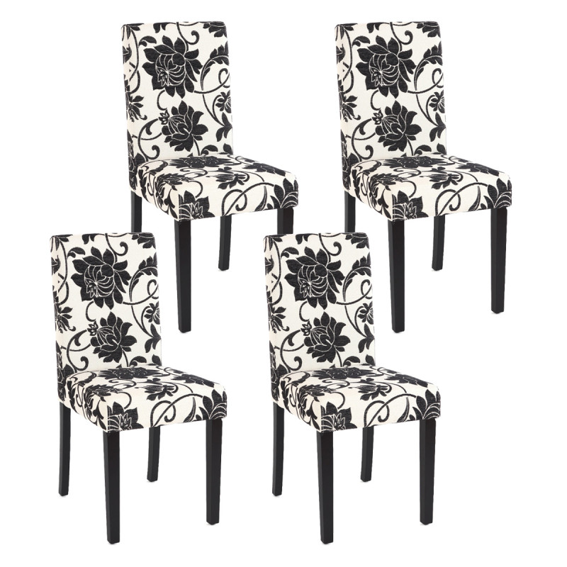 Lot de 4 chaises de séjour Littau - tissu jacquard, pieds foncés