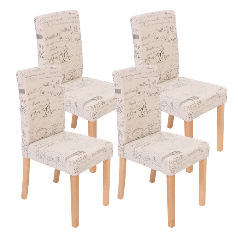 Lot de 4 chaises de séjour Littau - tissu words fabric, pieds clairs