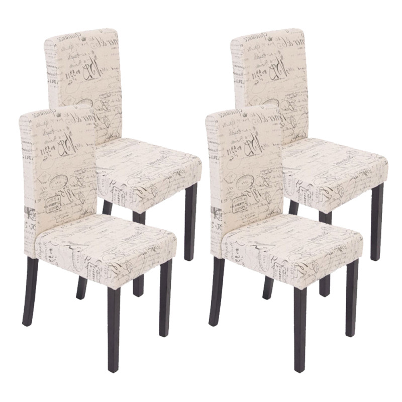 Lot de 4 chaises de séjour Littau - tissu words fabric, pieds foncés