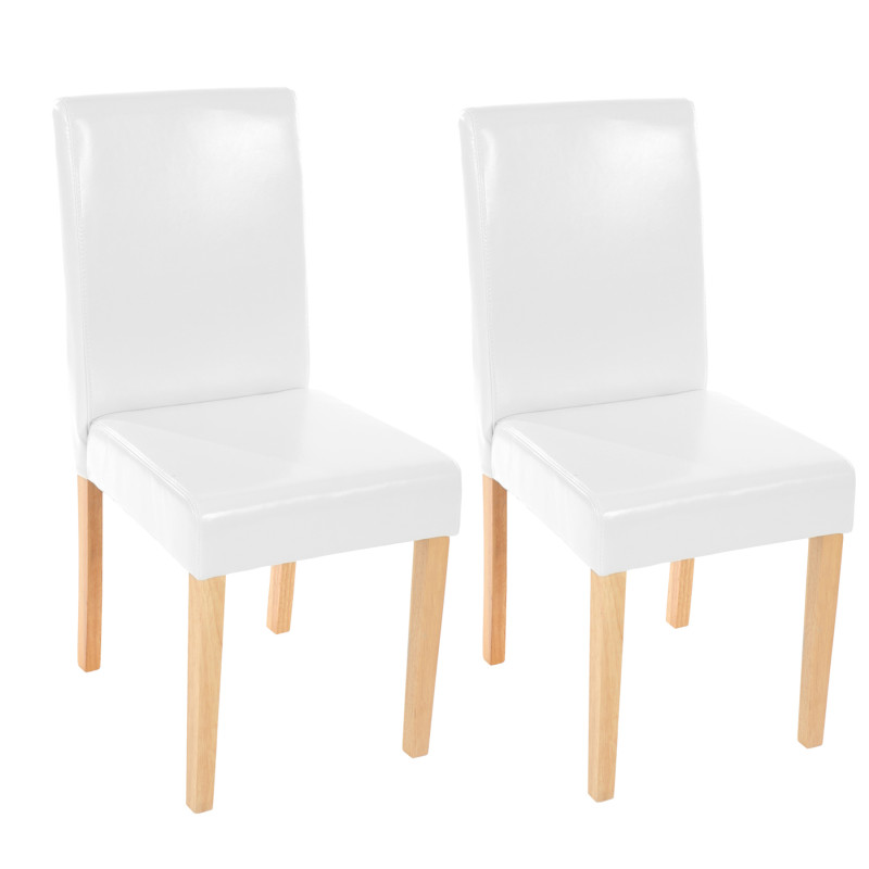 Lot de 4 chaises de séjour Littau - cuir reconstitué, blanc, pieds clairs