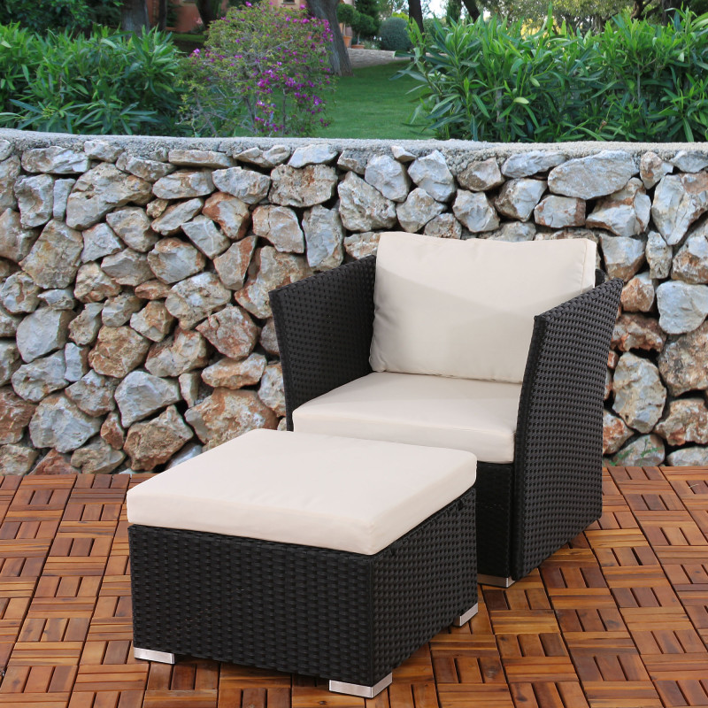 Coussin d'assise pr salon de jardin modulable Siena polyrotin - crème