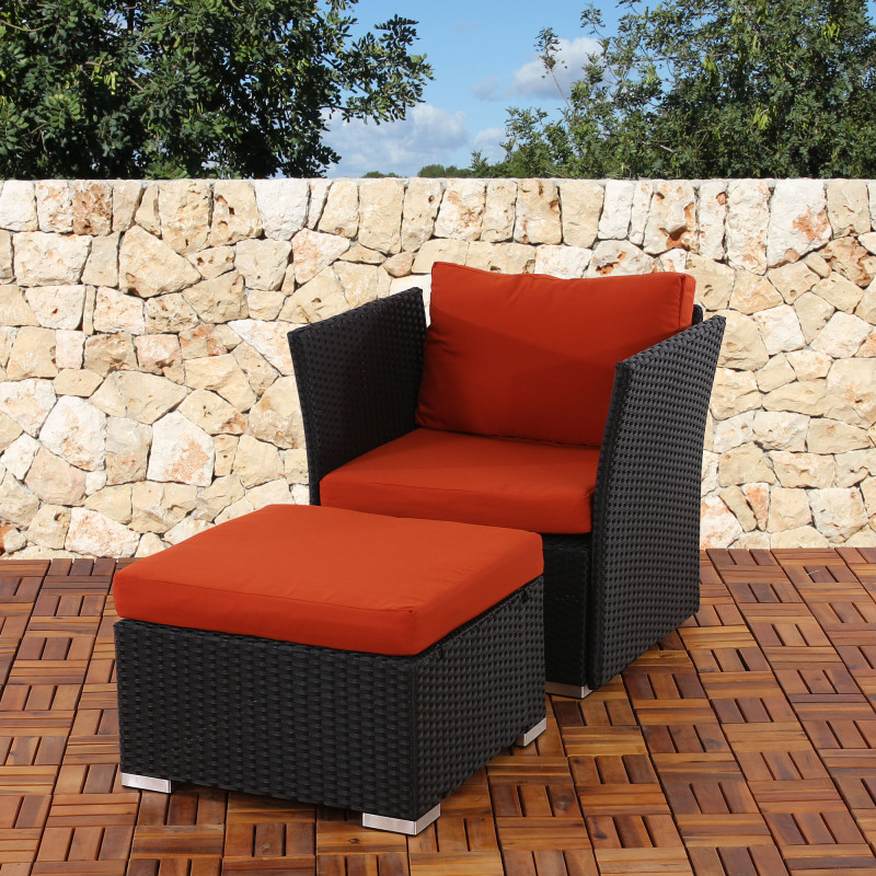 Coussin d'assise pr salon de jardin modulable Siena polyrotin - bordeaux