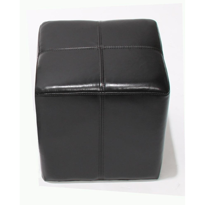 2x tabouret pouf dé Onex, cuir, 36x36x36cm - noir