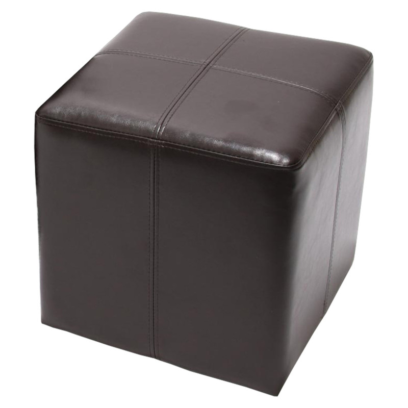 2x tabouret / pouf / dé Onex, cuir, 36x36x36cm - marron