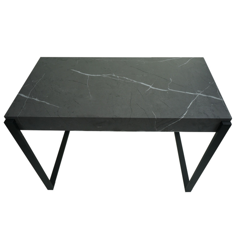 Bureau table d'ordinateur de bureau, métal 100x54cm - aspect marbre gris