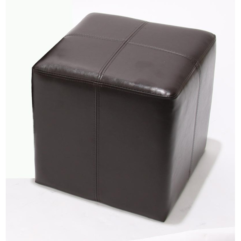 2x tabouret / pouf / dé Onex, cuir, 36x36x36cm - marron