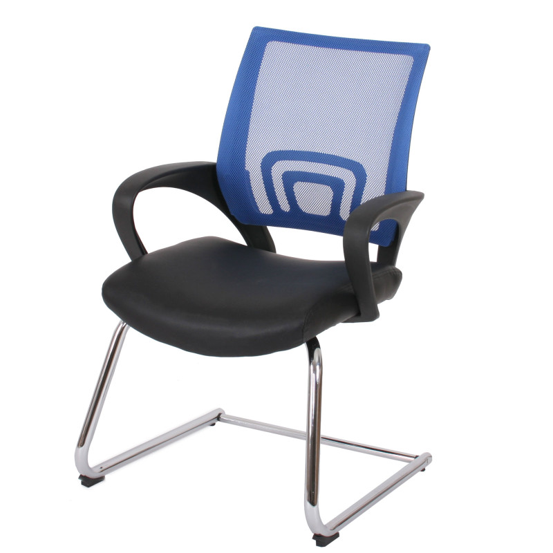 Chaise de conférence, chaise visiteurs Ancona, simili-cuir, bleu