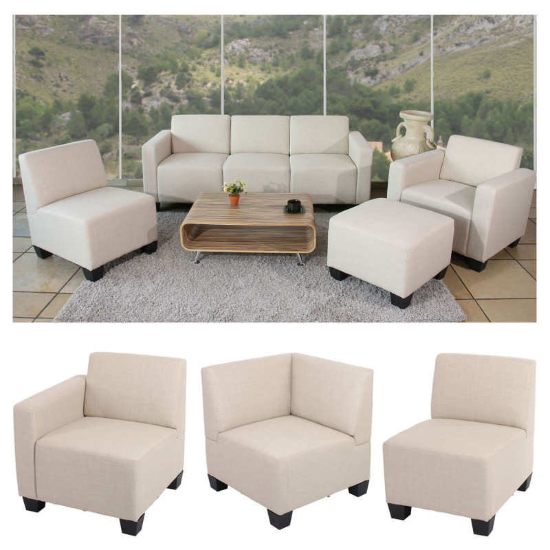 Modular élément latéral droit, fauteuil avec accoudoir Lyon tissu/textile - crème