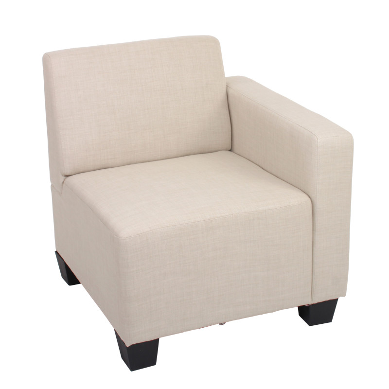 Modular élément latéral droit, fauteuil avec accoudoir Lyon tissu/textile - crème