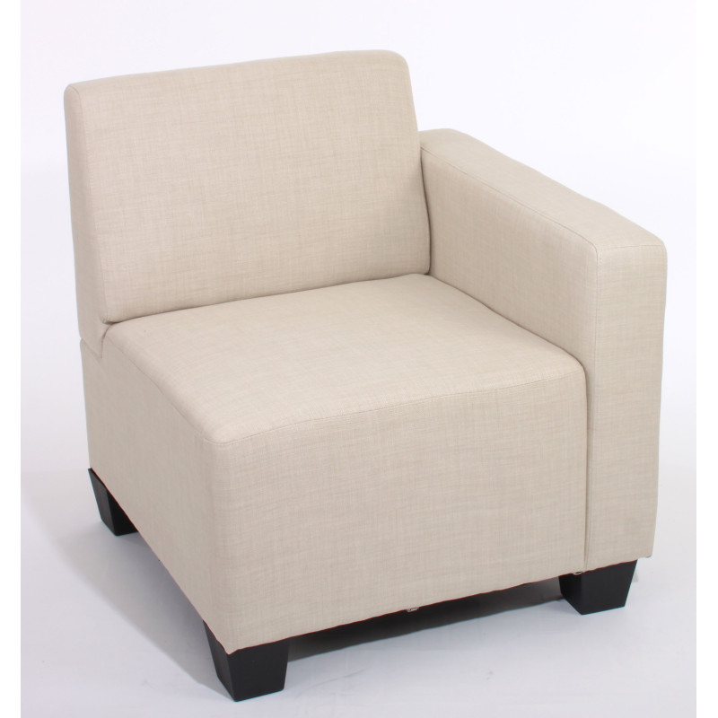 Modular élément latéral droit, fauteuil avec accoudoir Lyon tissu/textile - crème