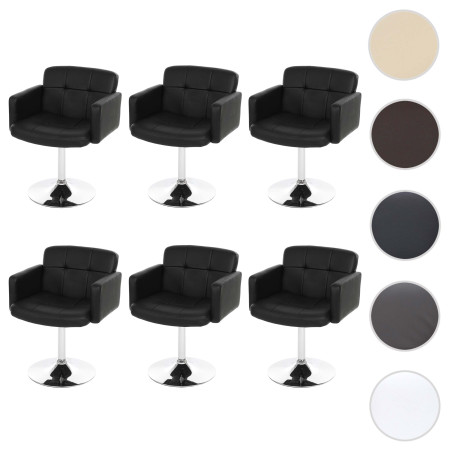 Lot de 6 chaises de séjour Orlando, pivotant, similicuir - noir