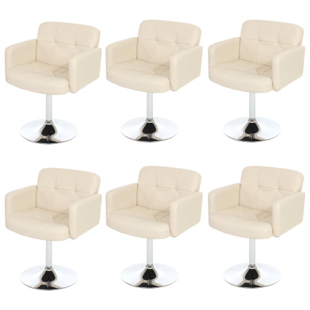 Lot de 6 chaises de séjour Orlando, pivotant, similicuir - crème