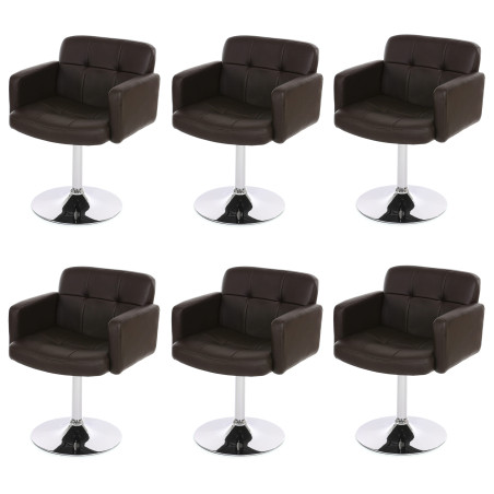 Lot de 6 chaises de séjour Orlando, pivotant, similicuir - marron