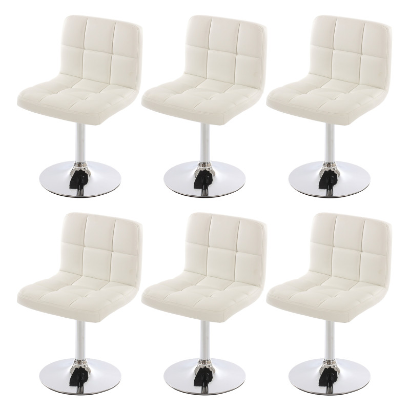 Lot de 6 chaises de salle à manger Kavala, pivotante, similicuir, blanc