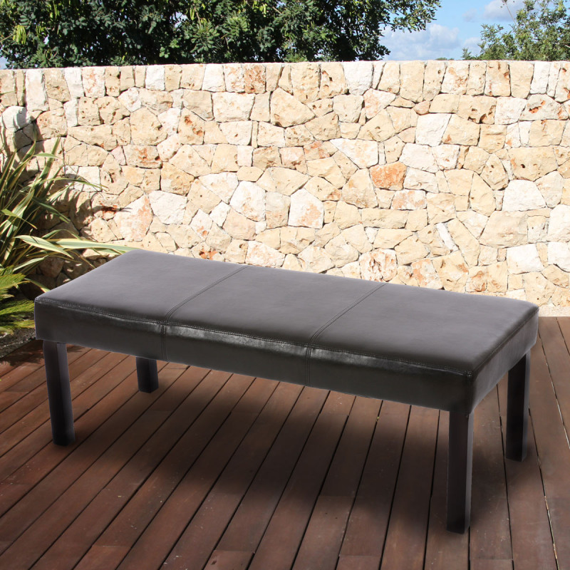 Banc banquette Ambato, similicuir brillant, 120x49x43cm, noir