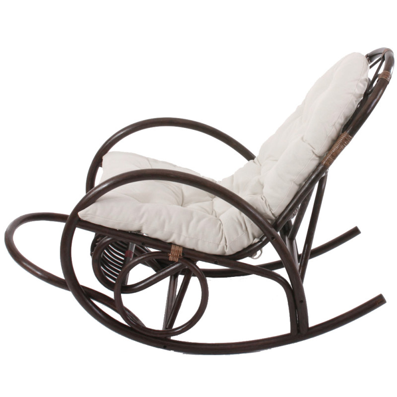 Rocking-chair fauteuil à bascule bois marron, avec coussin