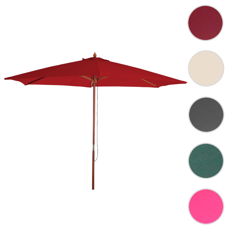 Parasol en bois, parasol de jardin Florida, parasol de marché, 3m - bordeaux