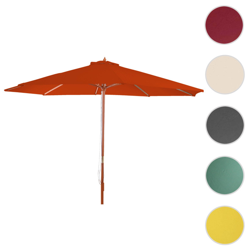 Parasol en bois, parasol de jardin Florida, parasol de marché, 3,5m - bordeaux