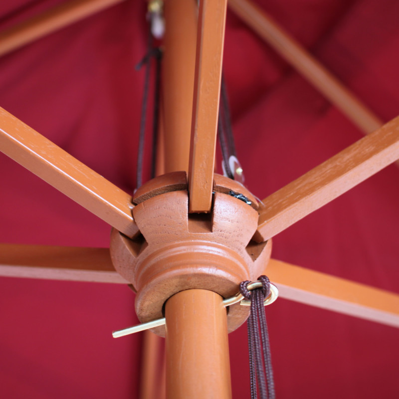 Parasol en bois, parasol de jardin Florida, parasol de marché, 3,5m - bordeaux