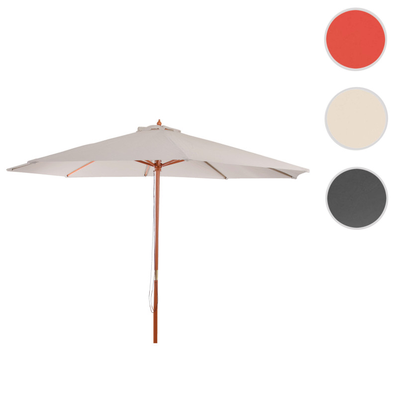 Parasol en bois, parasol de jardin Florida, parasol de marché, 3,5m - crème