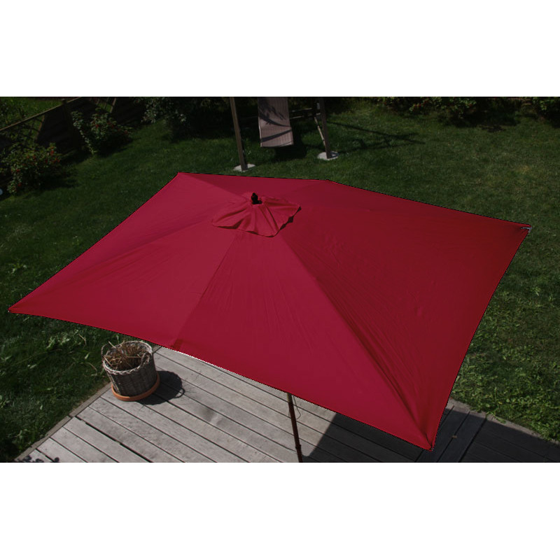 Parasol en bois, parasol de jardin Florida, parasol de marché, rectangulaire 2x3m - bordeaux