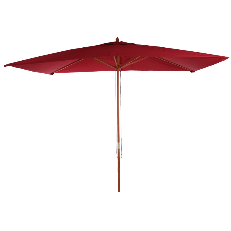 Parasol en bois, parasol de jardin Florida, parasol de marché, rectangulaire 2x3m - bordeaux