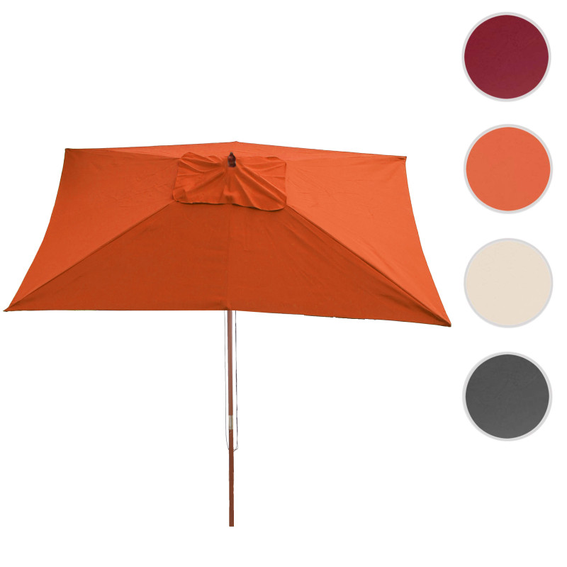 Parasol en bois, parasol de jardin Florida, parasol de marché, rectangulaire 2x3m - terre cuite