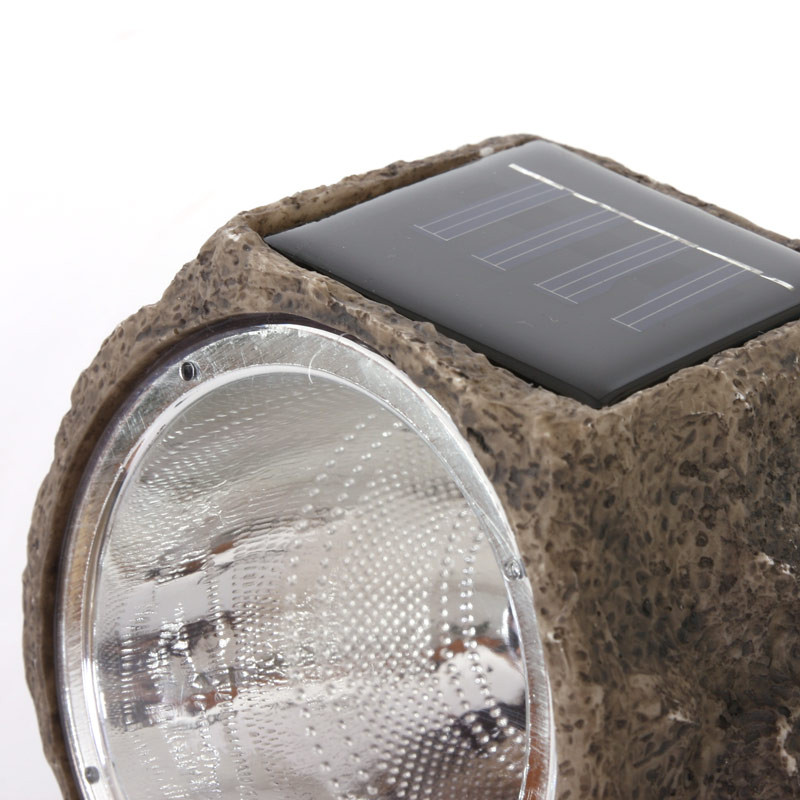 4x lampe solaire pr jardin, LED, aspect pierre/roche, gris