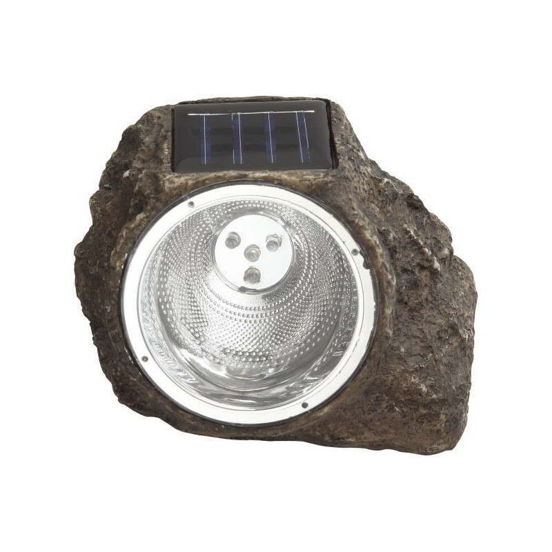 Lampe extérieure aspect pierre lampe solaire balise capteur de luminosité - gris