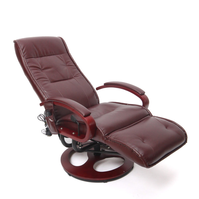 Fauteuil de massage / de relaxation Arles II, pivotant, cuir reconstitué, rouge