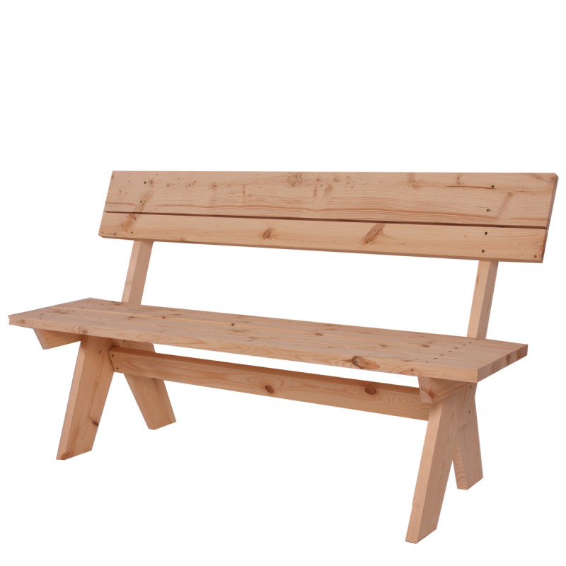 Banc de jardin Oslo, aspect rustique, bois massif, 3 places, 148x54x86cm