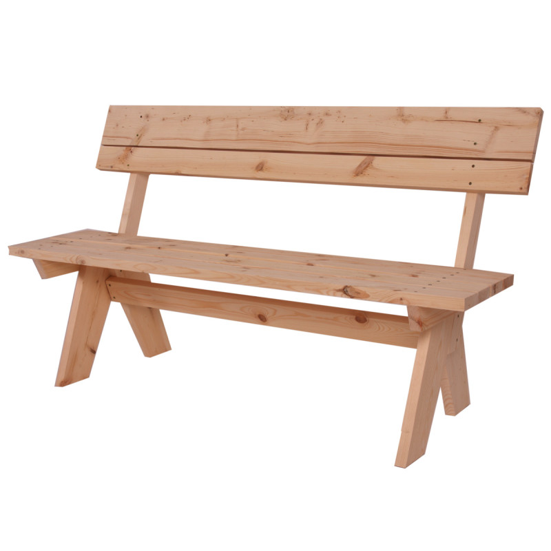 Banc de jardin Oslo, aspect rustique, bois massif, 3 places, 148x54x86cm