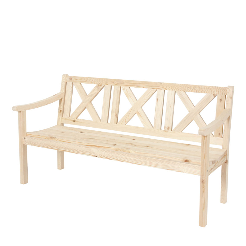 Banc de jardin Copenhague, 3 places, bois massif, 160x61x91cm