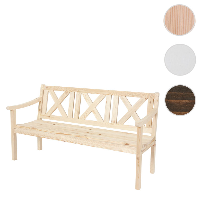 Banc de jardin Copenhague, 3 places, bois massif, 160x61x91cm