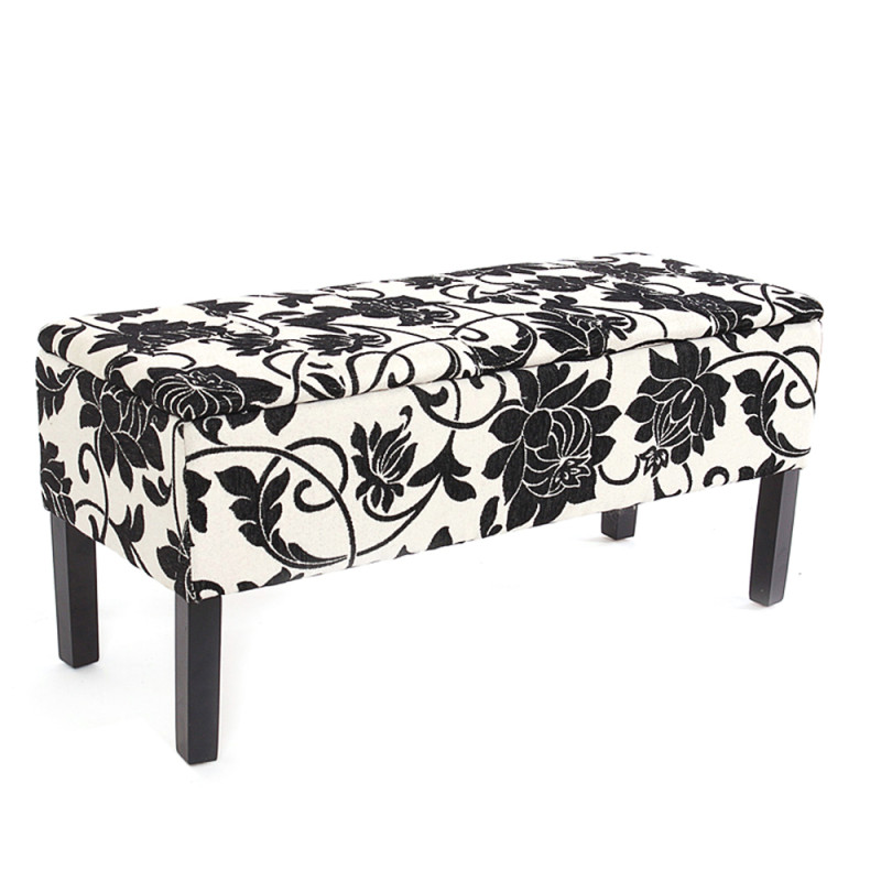 Banc/coffre de rangement Renens, 95x36x44, tissu, noir