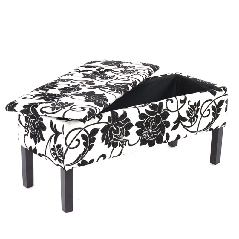 Banc/coffre de rangement Renens, 95x36x44, tissu, noir