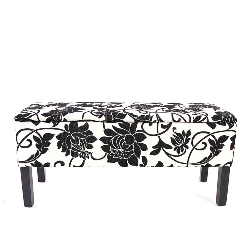 Banc/coffre de rangement Renens, 95x36x44, tissu, noir