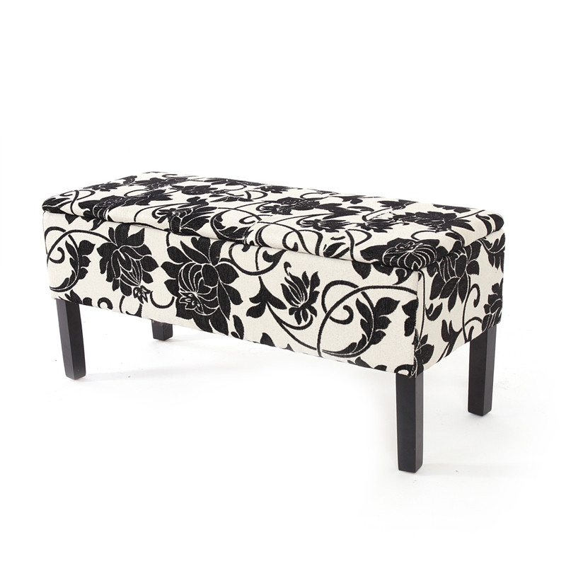 Banc/coffre de rangement Renens, 95x36x44, tissu, noir